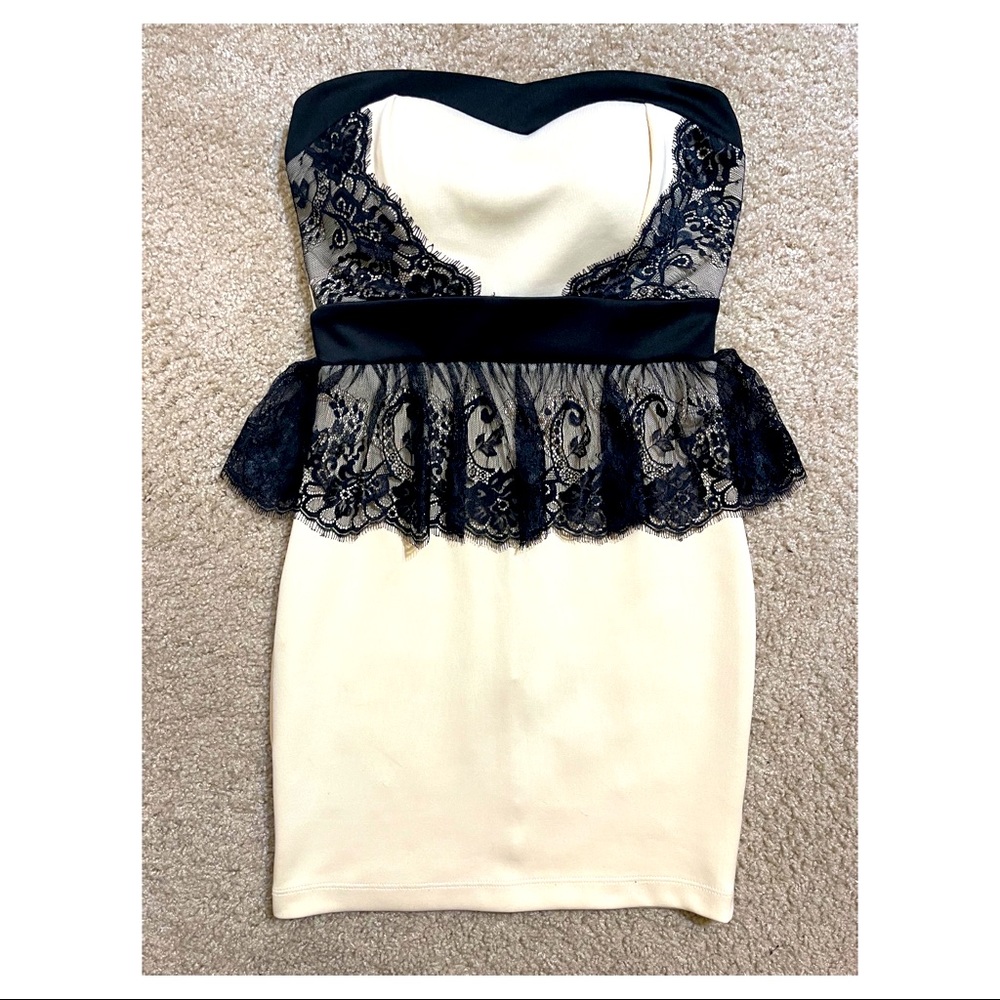 Lace Peplum Mini Body Con Dress